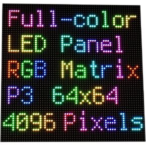 RGB Full-Color LED Matrix Panel for Raspberry Pi and Ardui, 3mm Pitch, 64×64, 4096 Individual RGB LEDs, Brightness Adjustable