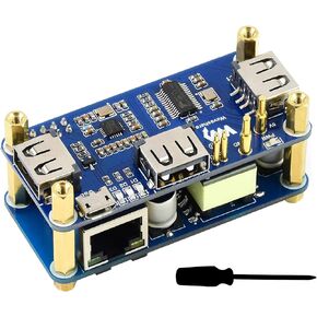 Power Over Ethernet (PoE) Ethernet/USB HUB HAT for Raspberry Pi Zero/Zero W/Zero WH, 3X USB 2.0 Ports, RJ45 Ethernet Port 802.3af-Compliant