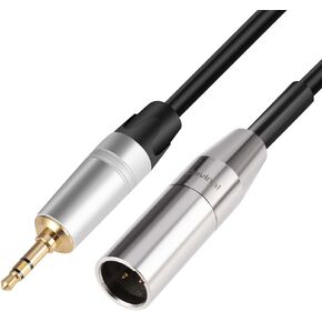 Devinal 3.5mm to Mini XLR calbe, Balanced 1/8 inch Stereo to 3 Pin Mini XLR Male Cord Adapter Connector, for Pro Lapel Mic 12 inch(30 cm)