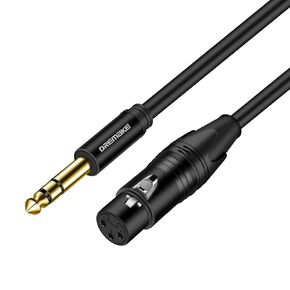 DREMAKE 15FT Balanced XLR to 1/4 Audio Cable, Jack 6.35mm (1/4 inch) TRS Male to XLR Female Signal Interconnect Mic Cable for Mixer, Audio Sound Consoles, Power Amplifier - Red