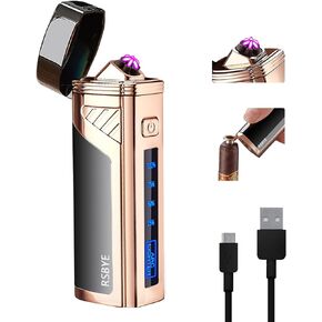 Triple-Arc Electric Lighter Windproof Lighter Flameless Plasma Lighter Rechargeable USB Lighter 2-in-1 Opener with Digital Battery Indicator (ICY Black)