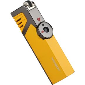 JOBON Mini Flint Torch Lighter, Adjustable Continuous Triple Jet Flame Refillable Portable with Cutter Punch Gas Window (Butane Not Included)(Blue)