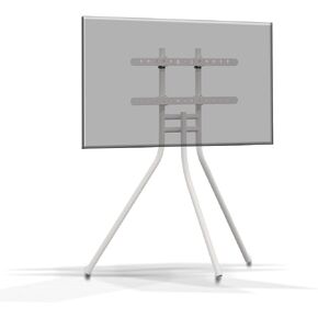 White TV Stand with Tripod Base for 42-86 inch Flat Screens, Height Adjustable TV Art Bracket Tripod for Living Room w/Cable Ties, MAX Load Capacity 143.3LBS YS613W