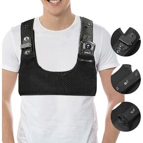 BOBLOV Body Camera Chest Mount, Dual Shoulder Vest for All Body Camera, Body Camera Harness, Durable Compact Velcro Wearing with Adjustable Size, Support Max 1.2m/3.9ft and Min 1.1m/3.6ft Chest Size