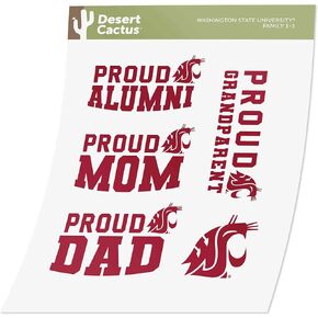 Desert Cactus Washington State University Sticker Cougars WSU Cougs Vinyl Decal Laptop Water Bottle Car Scrapbook (Family Full Sheet)