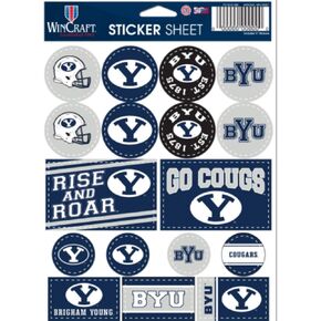 WinCraft NCAA BYU Cougars Brigham Young Vinyl Sticker Variety Set, 5" x 7" Inch Sheet
