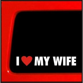 | I Heart My Wife Bumper Sticker Decal for Car, Truck, Window, Laptop | 1.25"x8" (White)