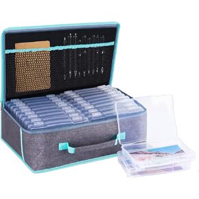 Photo Storage Box with 18 Inner 5" x 7" Clear Photo Case,Craft Storage box for card,stickers,seed,craft supply,Craft Tool Bag For Women