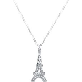 925 Sterling Silver Eiffel Tower Charm Pendant Necklace for Women