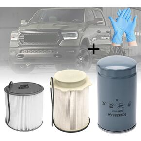 6.7L Cummins Fuel Filter Water Separator Oil Filter Kit Fit For DODGE RAM 2500 3500 4500 5500, 2019-2023 Replaces# 68436631AA 68157291AA 5083285AA