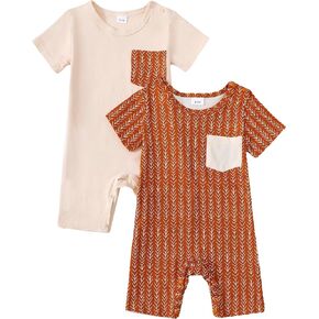 Infant Baby Boy Girl 2-Pack Short Sleeve Bodysuits Cotton Soft Rompers Summer Clothes
