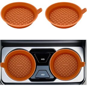 2PCS Car Cup Coasters, 2.75 Inch Silicone Non-Slip Cup Holder Insert Coasters, Universal Vehicle Recessed Drink Cup Mat for Most Trucks SUVs, Interior Decor Car Accessories (Coffee)