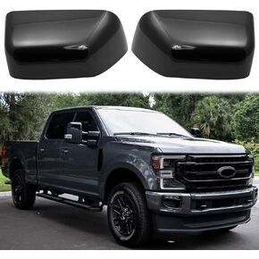 Glossy Black Directly Replacement Mirror Caps Cover Trim Replace for 2017-2023 2024 Ford F250 F350 F450 F550 Super Duty Towing Mirror, OEM part number: HC3Z-17D743-AA (Black)