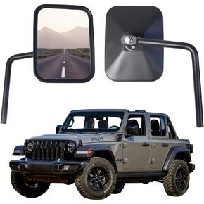 Aluminum Doors Off Mirrors for 2007-2023 Jeep Wrangler JK JL & Gladiator JT, Anti-shake and Wider View Side Mirrors,1Pair(Black)