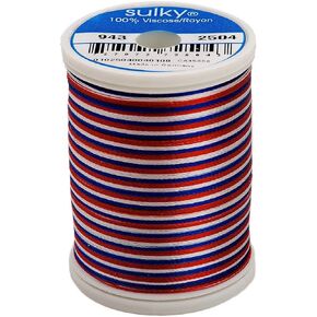 Sulky Of America 268d 40wt 2-Ply Variegated Rayon Thread, 850 yd, Red/White/Blue