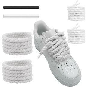 Thick Rope Shoe Laces for Air Force 1, 10mm/15mm Wide Round Cotton Chunky Shoelaces Replacement Strings for Sneakers