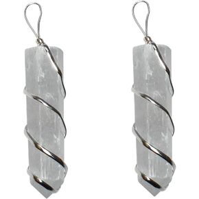 Raw Selenite Crystal Pendant Necklace (Bullet, Round)