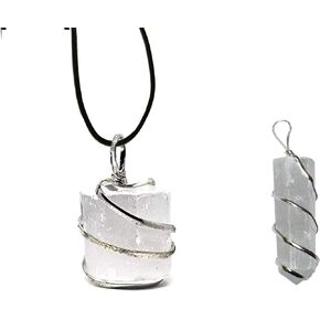 Raw Selenite Crystal Pendant Necklace Pack of 2