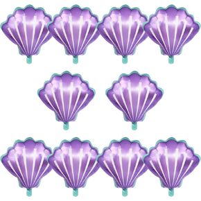Sea Shells Balloons Multi-color Sea Shells Foil Mylar Balloon for Baby Shower Birthday Ocean Themed Party Decoration Supplies (Purple+Pink)