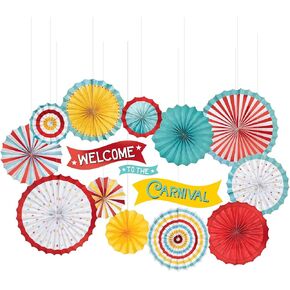 ديكورات مروحة الكرنفال الاحتفالية (عبوة من 15 قطعة) - ديكور حفلات نابض بالحياة ولافت للنظر لجميع المناسبات in Kuwait