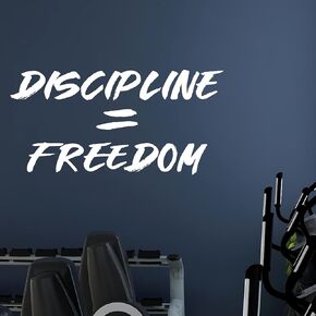 White Motivational Wall Stickers, Gym Wall Decals, Inspirational Wall Decor, Home Gym Wall Art, Workout Motivational Wall Art, Fitness Sports Vinyl Quote Removable (Discipline = Freedom White)