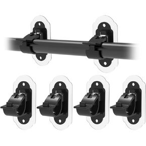 Curtain Rod Holder，no Nail Curtain Rod Holders，adhesive curtain rod holder，No Drill Curtain Rod Brackets， Multipurpose Nail Free Stick on Curtain Rod Hooks， Self Adhesive Rod Holder Hooks 4pcs（Black）