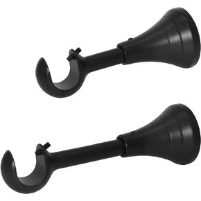 Adjustable 4 - 5 in Curtain Rod Brackets, Heavy Duty Curtain Rod Bracket, Curtain Holder for 5/8 to 3/4 inch Rods, Brackets for Curtain Rods, Wall Mount (Black - Set of 2)