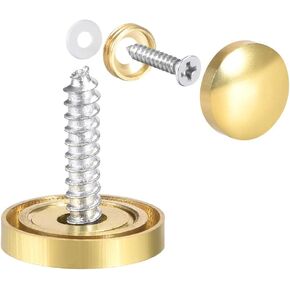 uxcell Mirror Screws Decorative Caps Cover Nails Polished Gold 22mm 2pcs