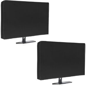 2Pack Waterproof Computer Monitor Dust Cover, Luxiv Black Full Body Cover for Computer Screen Computer Monitor Covers for Desktops Anti-Static LCD-Silky HD Panel Dust Cover (LLW-computer cover 2P-S)