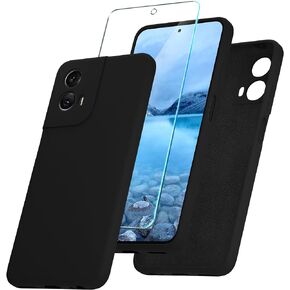 for Motorola Moto G 5G 2023 Case, Silicone Phone Case with 2 Screen Protector, Soft Anti-Scratch Microfiber Lining, Full Body Shockproof Slim Cover, Black