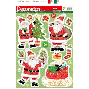 bCreative Christmas Winter Stickers Decals Glass Window Clings Decorations DIY Adhesives 4 Sheets Assorted Santa Claus Tree Snowflake, 16''x11''