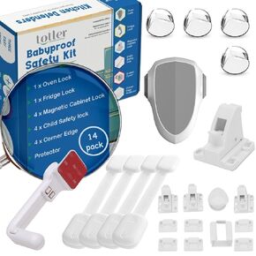 Totler Kitchen Child Safety Babyproof Kit: Locks for Kitchen Oven, Refrigerator Fridge Freezer Door, Cabinets, Stove Oven Knobs for Toddler Safety