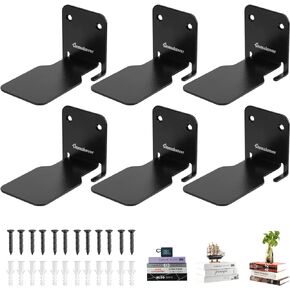 Invisible Floating Bookshelves Wall Mounted, Heavy-Duty Bookshelf Small Metal Shelves Storage Book Organizers, Floating Book Shelf Wall Ledge Shelves for Home Office Classroom Library (Black, 6 Pack)