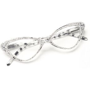 bullabulling Cat Eye Rhinestone Reading Glasses for Women Sparkling Crystal Eyewear Frames Trendy bling Diamond Reader