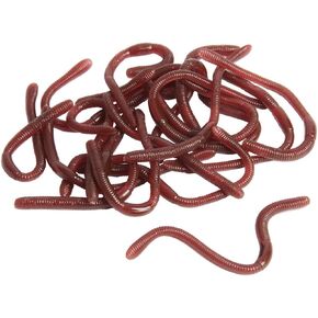 24 Pieces Fake Earthworm Faux Plastic Soft Lifelike Stretchy Rubber Earthworms Trick Toy Fishing Lures Baits for Halloween April Fool's Day Party Decoration,7 Inch