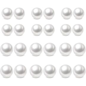 12 Pairs Fake Pearl Stud Earrings Set Hypoallergenic 8mm 10mm Pearl Studs Earrings for Women Girls Gift Bridal Wedding