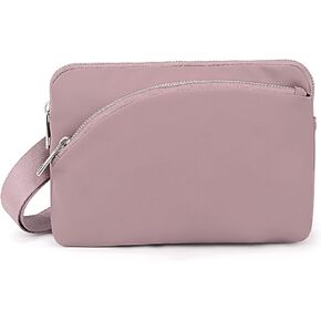 UTO Small Crossbody Bags for Women Water-Repellent Fashion Leather Vegan Shoulder Purse 3 Zipper Pockets