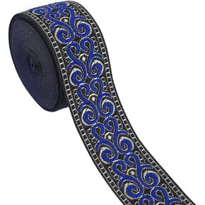 Boho Jacquard Ribbon 5 Yards Navy Embroidery Jacquard Trim for Sewing, Handmade Bag, Clothing Decoration