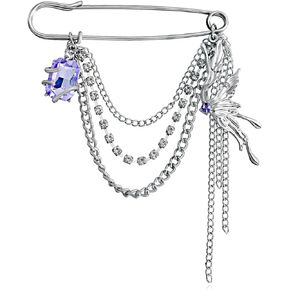 FUTIMELY Multilayer Chain Brooch Pin for Women Girls,Dainty Elegant Heart Star Bow Butterfly Lapel Brooch for Party Dance Wedding Banquet Christmas New Year Jewelry