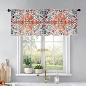 Kitchen Curtains with Small Fork and Spoon Design for Windows Valances Rod Pocket Curtain Valance for Bathroom Living Room Cafe 54x18 inch Vintage Window Treatment for Home Decor