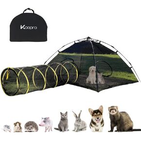 KOOPRO Outdoor Cat Enclosures Catio Cat Tunnel Cat Tent Cat House for Outside, Portable Cat Playhouse Pop Up Pet Playpen DIY in Multiple Ways for Indoor Cats and Small Animals with Carry Bag