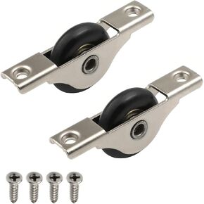 MroMax 29mm/1.14" Dia Screen Door Rollers Nylon Black Sliding Wheel Electroplating Sliding Wheel with Stainless Steel Shell for Garage Screen Door 1Pc