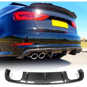 Carbon Fiber Rear Diffuser for Audi S3 A3 Sline Sedan 2014-2016 Bumper Cover Lower Lip Spoiler Valance Protector Body Kits Factory Outlet NOT for A3 Base Models.