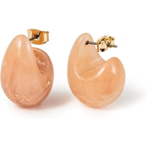 Rasin Lightweight Chunky Hoops Stud Summer Color Earrings - Acrylic Cute Waterdrop Earrings Made in Korea, Daily Fashion Woman's Earrings.
