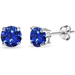 Sterling Silver 6mm Round Solitaire Stud Earrings Made with AAA Cubic Zirconia in Kuwait