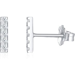 Solid 18K Gold Over 925 Sterling Silver Stud Earrings, Mini Bar Line Stick Stud Earrings/Silver Earrings, Gold Earrings for Women