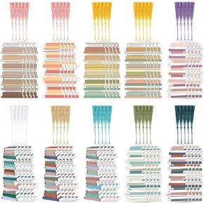 50 Pcs Book Tracker Bookmarks 6.3 x 2.2 Inch Bookshelf Design Page Markers Bookmarks with Tassel for Book Lovers Double Sided Cute Bookmark Page Markers Bookmarks for Women Student Supplies