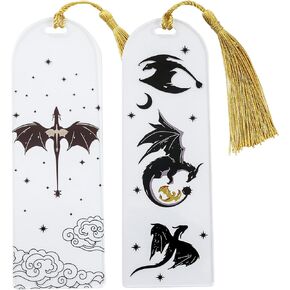 Cool Acrylic Dragon Bookmarks Set, Gothic Dragon Cloud Sword Design, Book Page Marks for Book Lover Gifts, Desk Shelf Decor, Reading Supplies, Books Accessories Gifts (3Pcs/Set A)