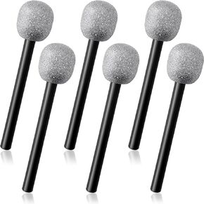 6 PCS Microphone Prop,Plastic Fake Microphone,Stage Glittered Microphone Prop for Kids,Halloween Christmas Karaoke,Costume Prop,Birthday Party