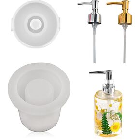 Bottle Resin Mold with Pump Soap Dispenser Resin Mold Perfume Bottle Silicone Molds for Epoxy Casting DIY Bottle Pen Flower Storage Candle Holder Home Decor